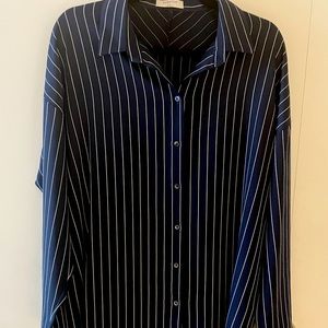 Aritzia Babaton Kearney Pinstripe Blouse (navy/white)